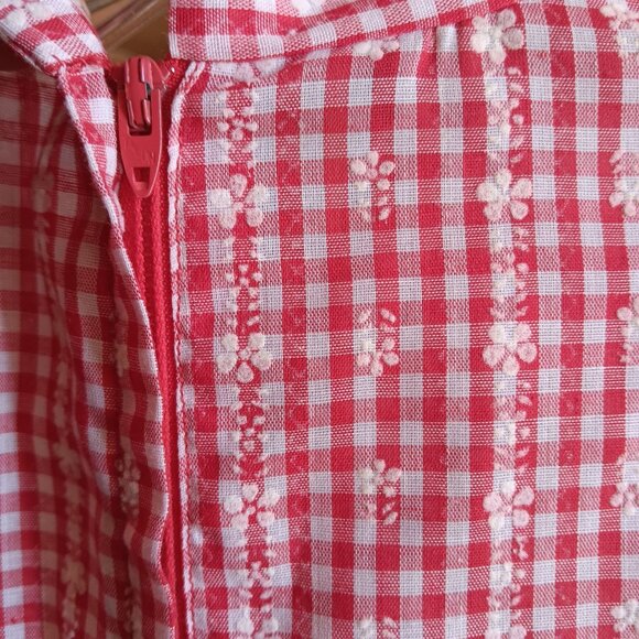 1OF1 XS True Vintage Dress Gingham Prairie Farm Lace Maxi Handmade 1970's Hippy - Picture 6 of 7